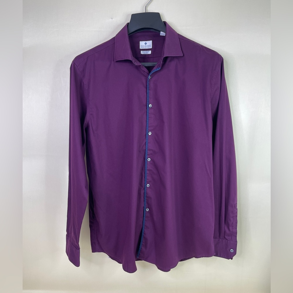 Ryan Seacrest Distinction Dress Shirt Aubergine Purple 17.5 36/37